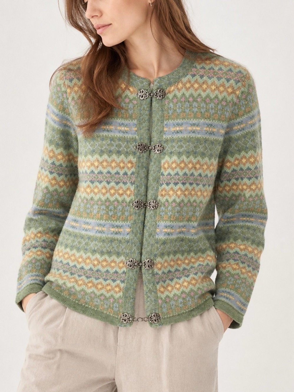 Frost Australia Vintage Lambswool Fair Isle Cardigan Small